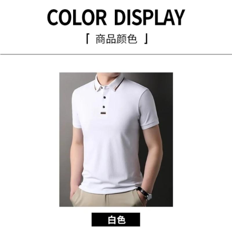Summer Mercerized Cotton Short sleeved Polo Shirt High end Men's Fashion Business Casual T-shirt Comfortable Breathable Cool Top